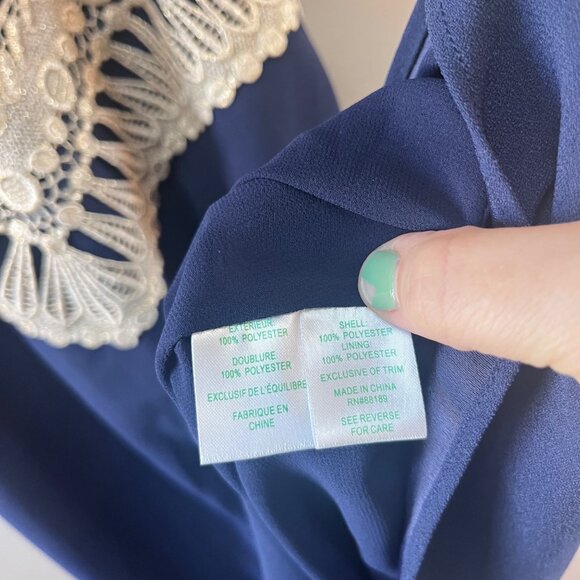 Lilly Pulitzer Blue Dress with Cream Crochet Detail - Picture 2 of 6